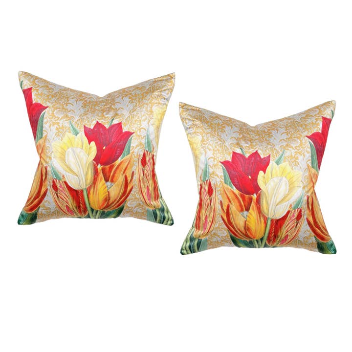 Par de almohadas Tulip Bouquet, hechas a pedido para venta al por mayor de Poetic Pillow