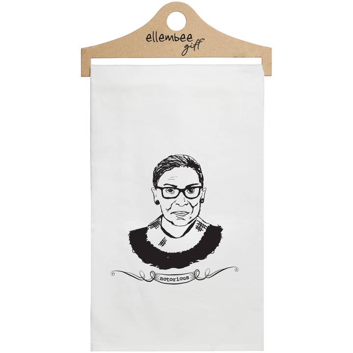 White Notorious RBG (Ruth Bader Ginsburg) Kitchen Towels for wholesale by ellembee gift