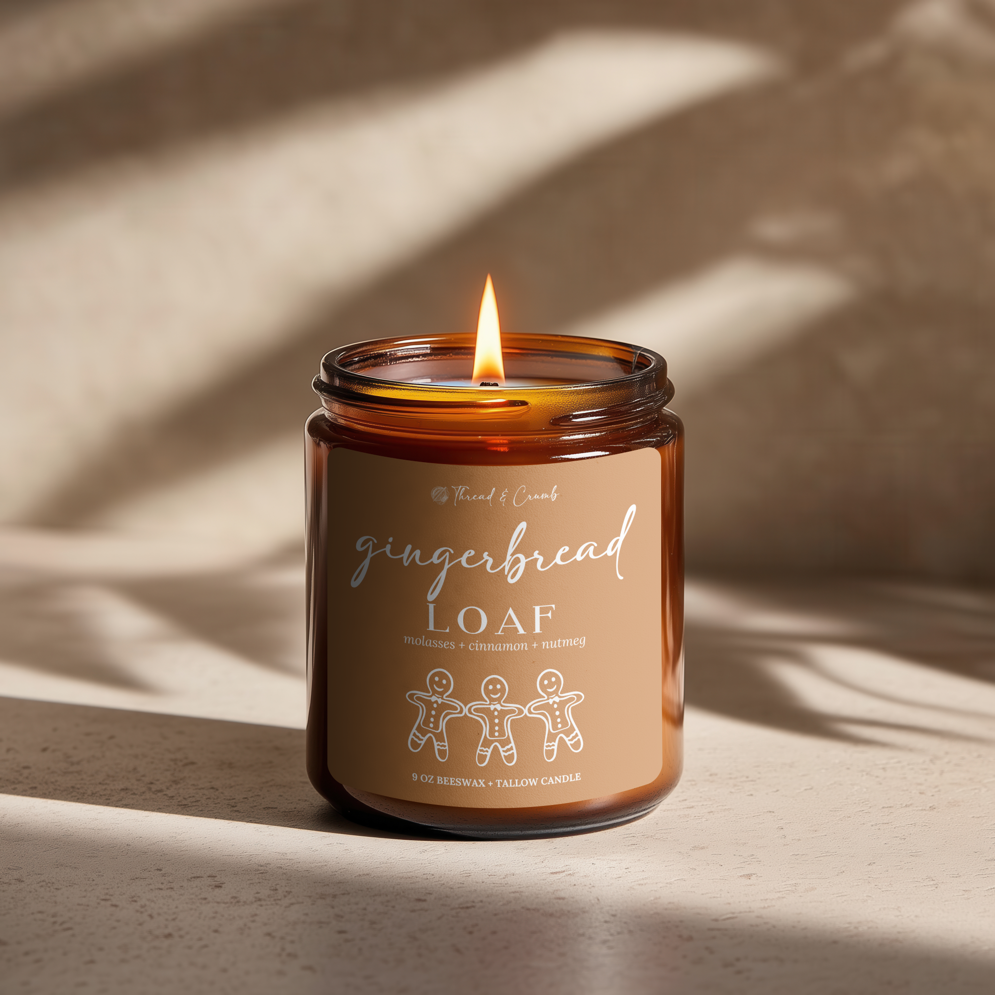 Thread & Crumb - Vente Bougie en bocal - Bougie en cire d'abeille + suif "Pain d'épice" | Bougie de fête2