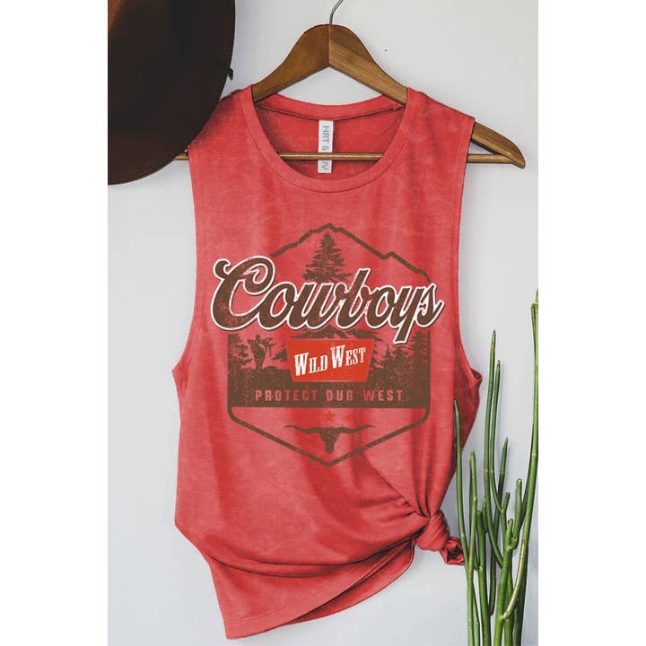 HRTandLUV - Wholesale Tank Top - Women's - COWBOYS WILD WEST GRAPHIC TANK TOP