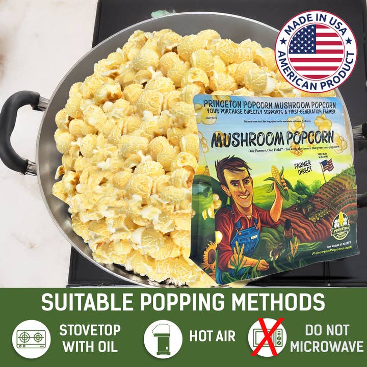 Princeton Popcorn Company, LLC - Vendita all'ingrosso Semi per popcorn - 6 libbre (confezione da 3 da 2 libbre) Chicchi di Popcorn a Fungo Princeton Popcorn Farmer Direct, Non-OGM, Senza Glutine, a Forma di Palla, Chicchi di Popcorn Extra Grandi, Olio per Popcorn da Fornello