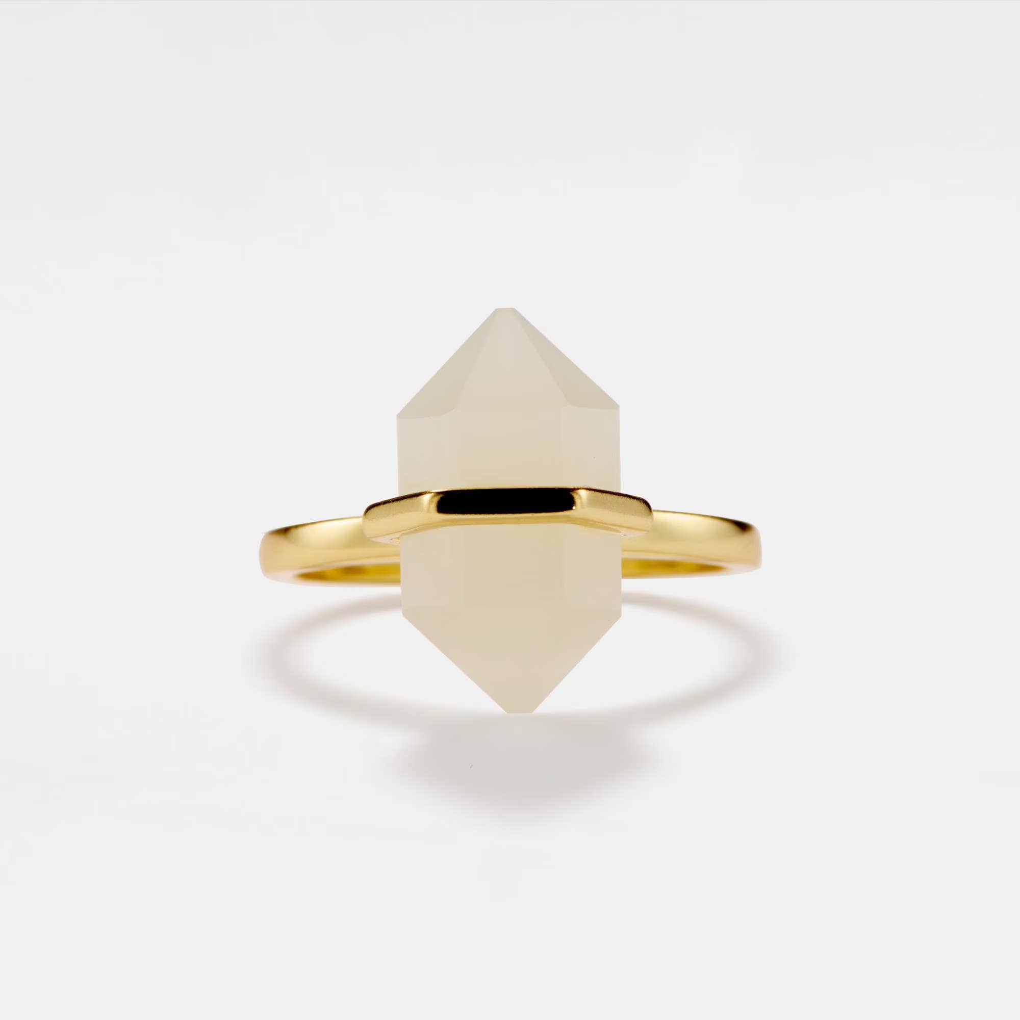 Perimade & Co. LLC - Vente Solitaire - Bague en cristal naturel avec pierre de lune en argent sterling 925