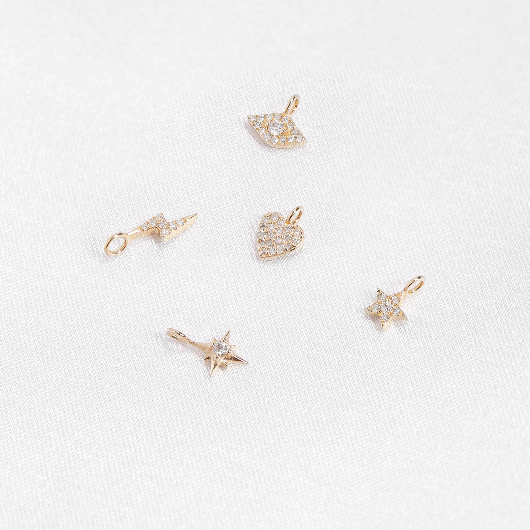 WJW - Wholesale Individual Charm/Pendant - 14K Solid Gold Diamond Compass Star Charm2