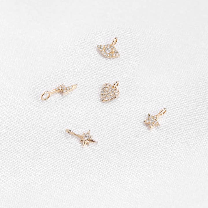 WJW - Wholesale Individual charm/pendant - 14K Solid Gold Diamond Compass Star Charm2