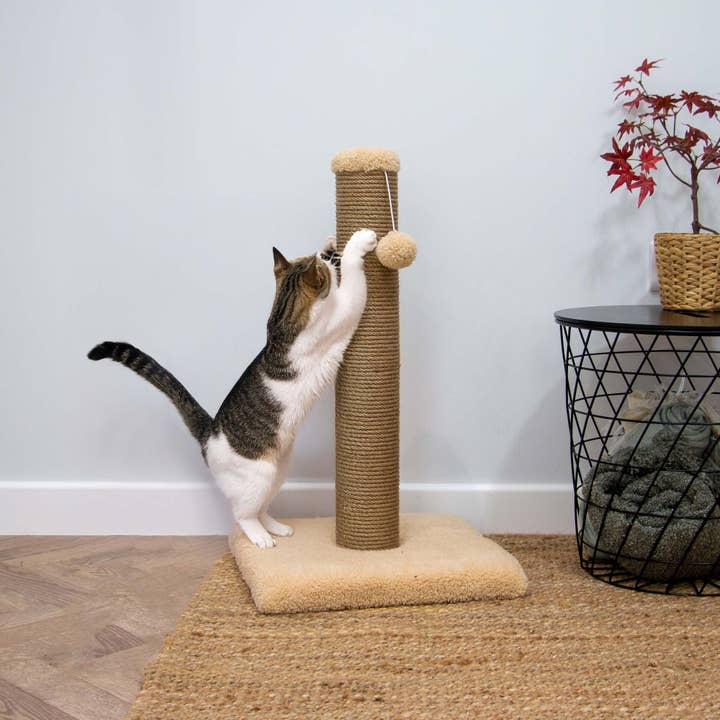 Ancol Pet Products Ltd – wholesale Pet scratcher – Cat – XL two-part Teddy Fleece Cat Scratching Post -Stone2