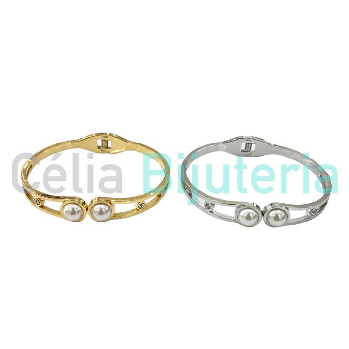 Steel Bracelet - pearls for wholesale by Celli Biju
