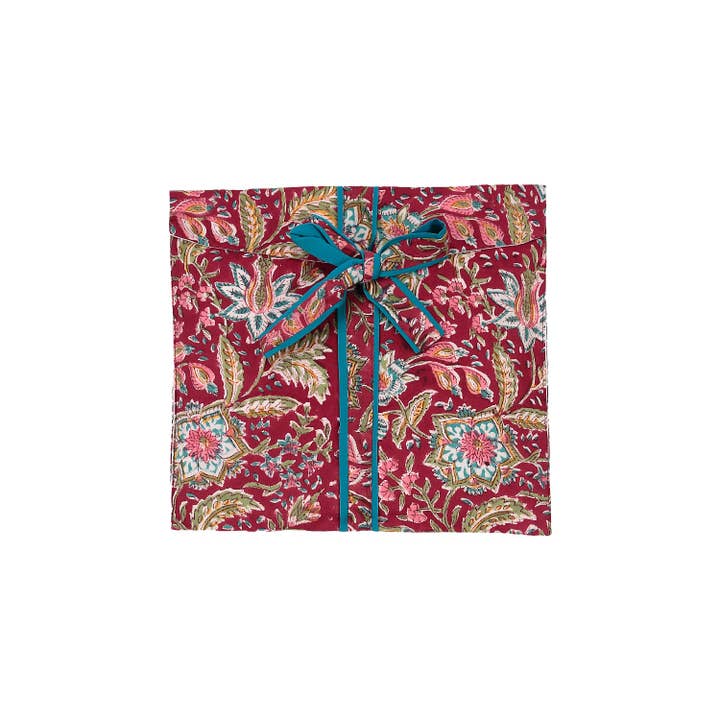 ABRACOLORS - Vente Kimono – femme - Kimono rouge à fleurs en coton1