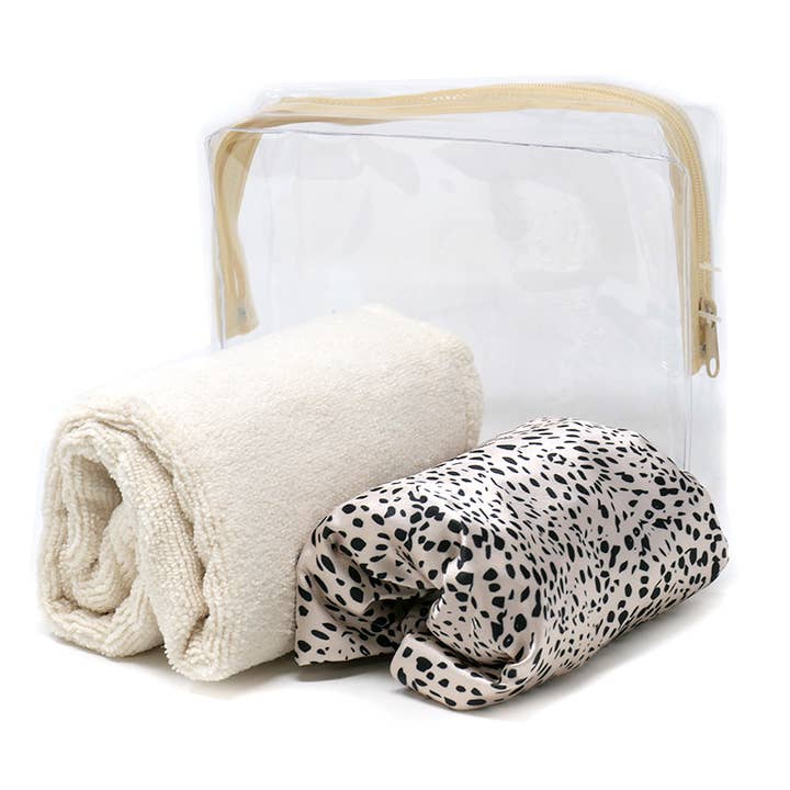 PINEAPPLE Beauty - Wholesale Showercap - CALA 69226 Cheetah Shower Cap & Hair Turban w/ Pouch - 6set4