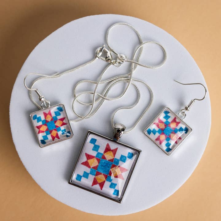 River Star Earrings for wholesale by Quilt Design Jewelry