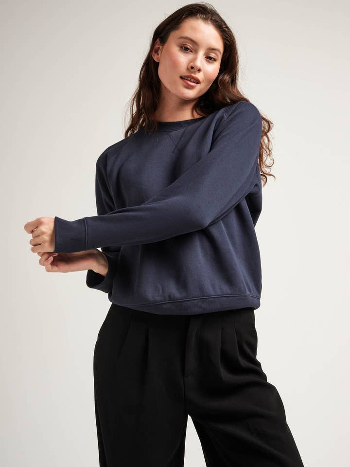 Womens Recycled Fleece Sweatshirt - Recycled Fleece - Blue Nights for wholesale by Andie Swim