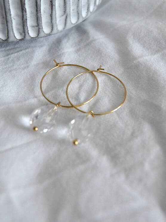 Earring Hoop Drop, groot druppelglas. voor wholesale door Jewelry By Elina Dahl