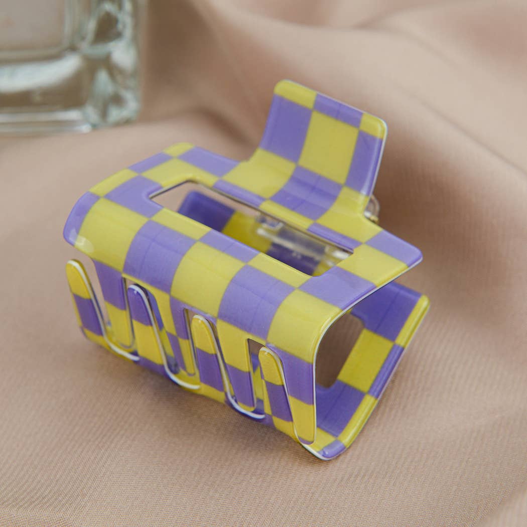 TheDivaSoap – wholesale Hårklämma - Dam – Medium hårklämma i acetat med schackbrädmönster4