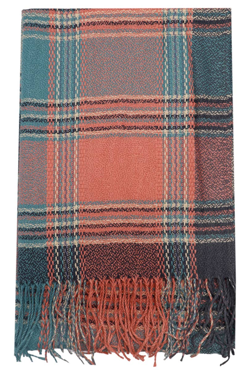 Cap Zone – wholesale Scarf – Women's – Madras Plaid Variegated Blanket Wrap Shawl Oblong Scarf14
