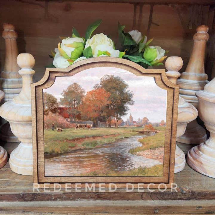 Redeemed Decor - Wholesale Decorative Tabletop Object - Provincial Riverside Farm Framed Art