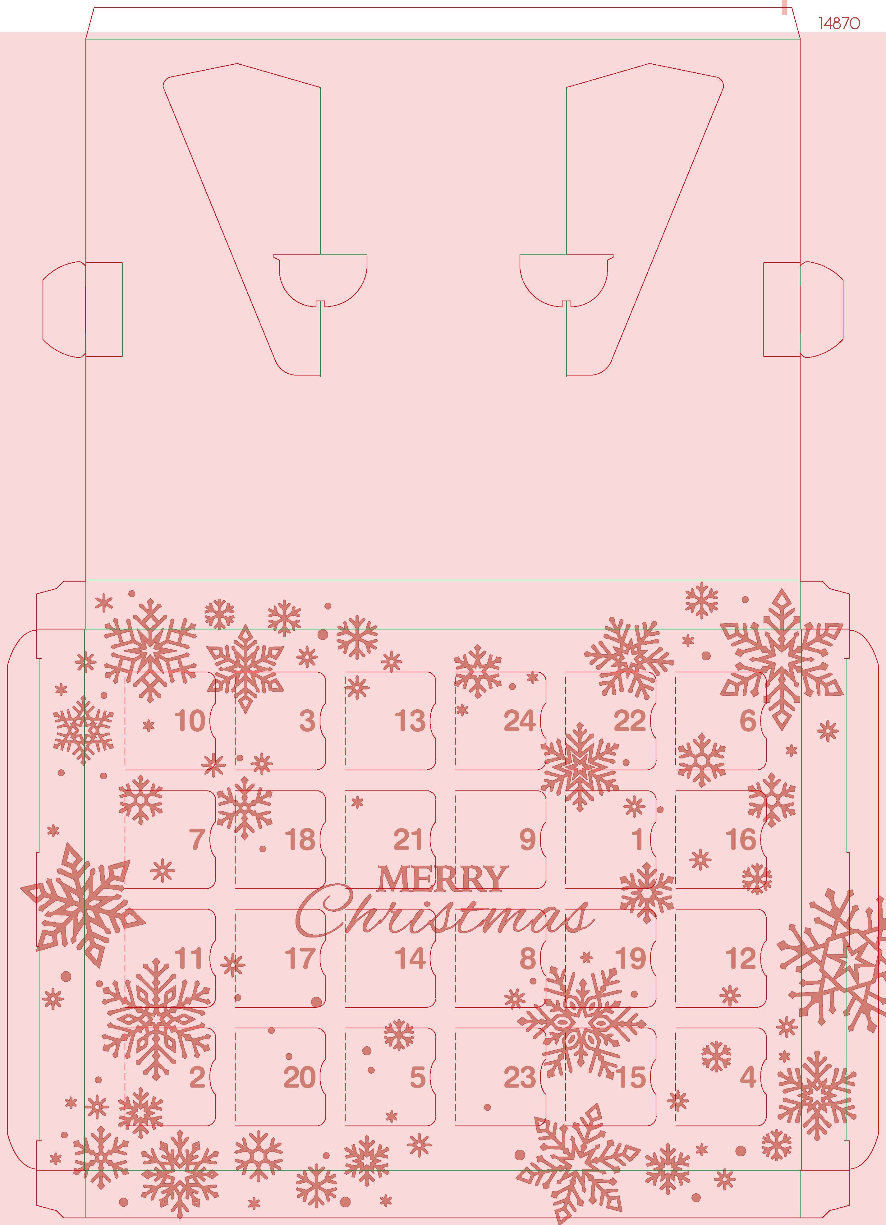 craftastik – Engroshandel Smeltevoks – 24 Cavity Juletræ ADVENT Wax Smelt Clamshell - BLUSH3