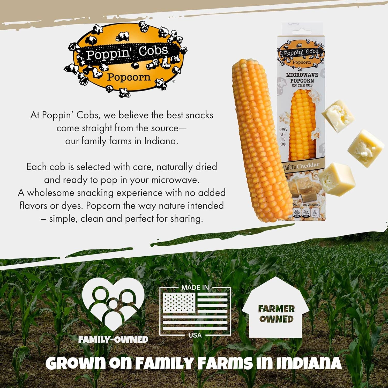 Poppin' Cobs Popcorn - Wholesale Popcorn - Popcorn on the Cob with White Cheddar Seasoning9