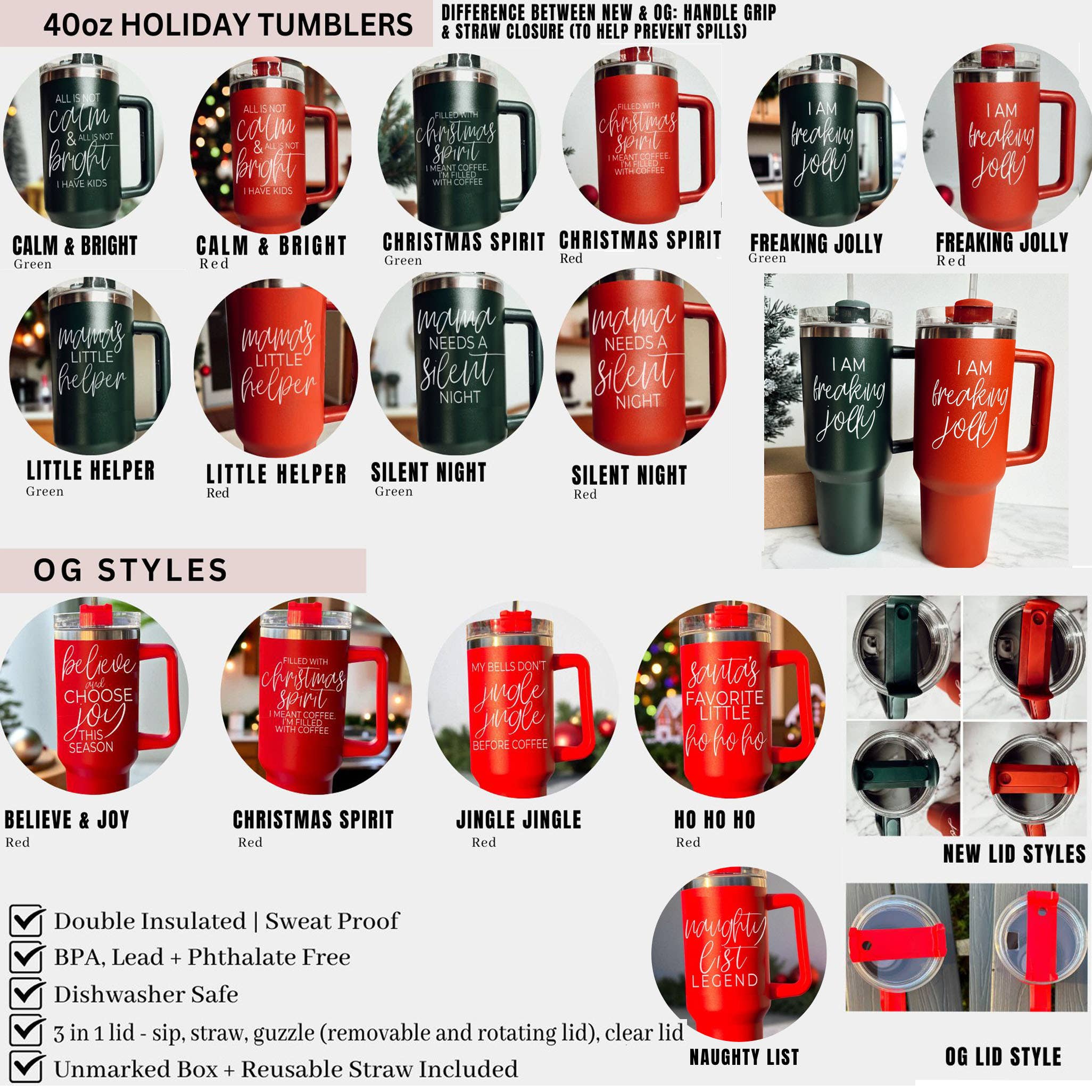 Gia Roma - Wholesale Insulated Mug/Tumbler - Funny Christmas Coffee Mugs, Red Holiday Tumblers With Straw2