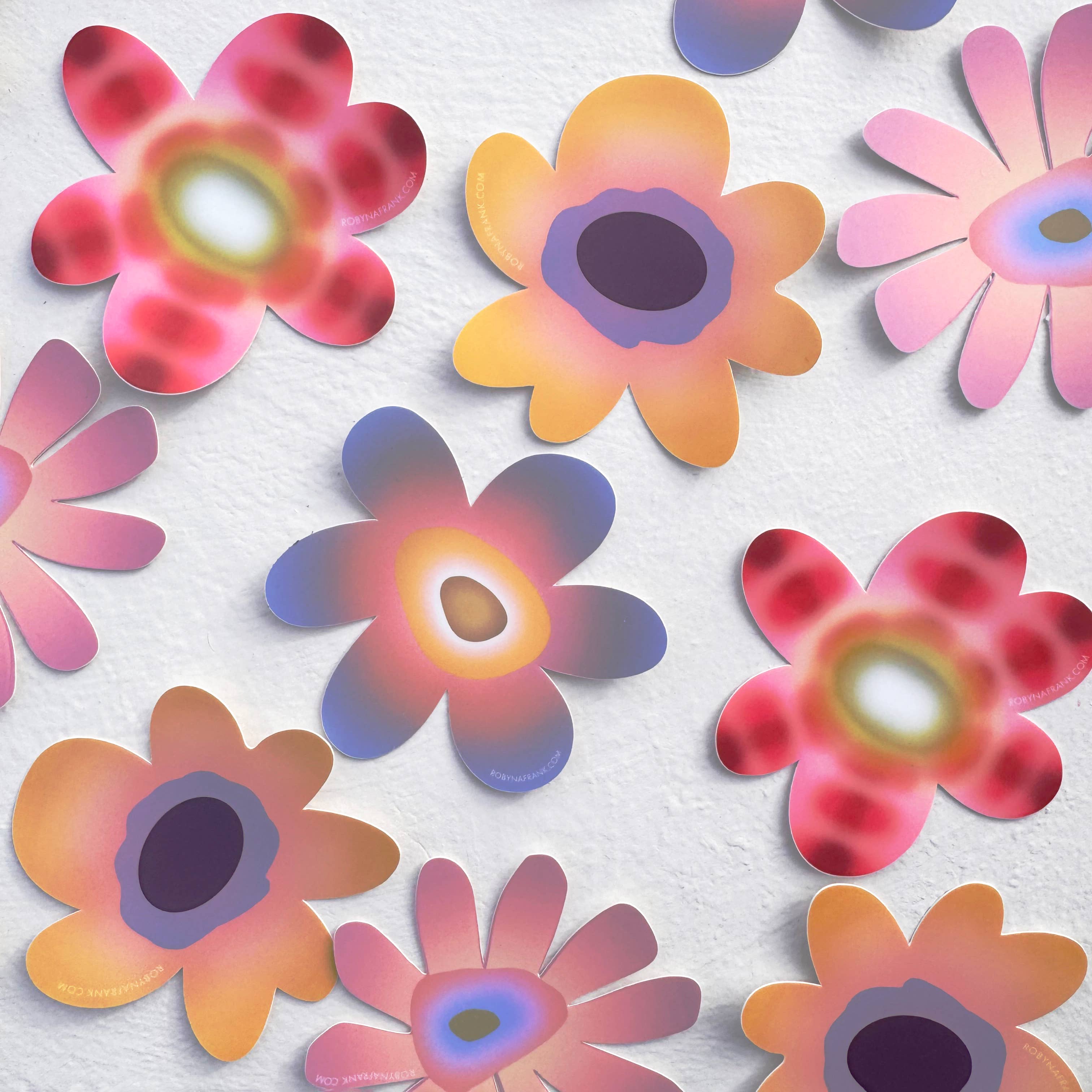 Robyn A. Frank Artworks - Wholesale Sticker - Yellow flower - Die cut matte vinyl sticker2