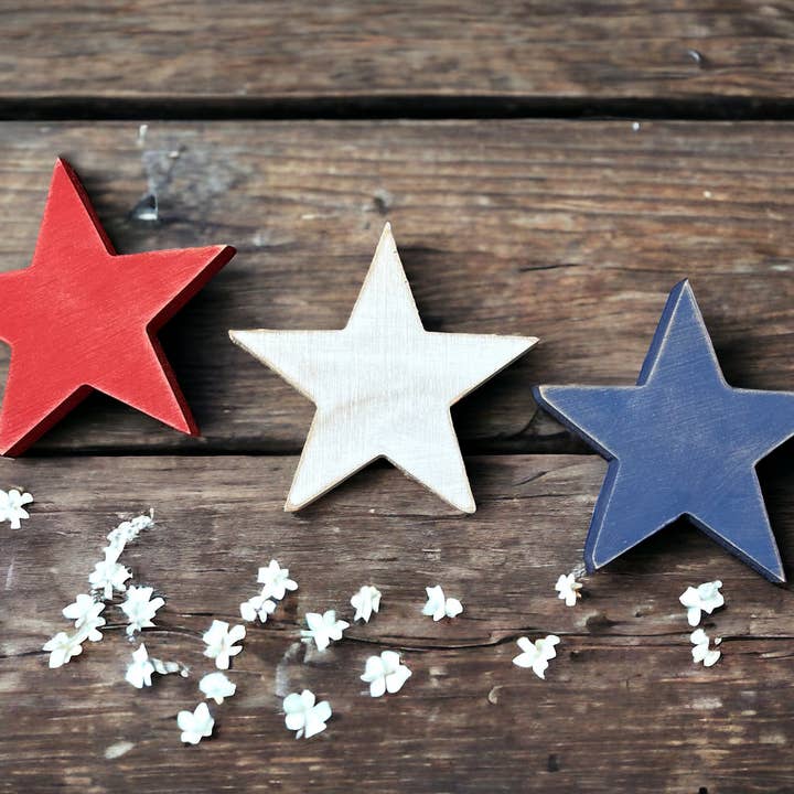 Fourth of July Wood Stars Shelf Sitters for wholesale by Inkwood Crafters