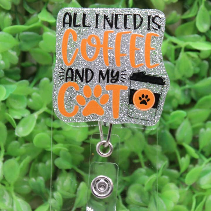 Hylidae Boutique - Wholesale Badge Accessory - Women's - Coffee and My Cat Badge/ID Holder Reel