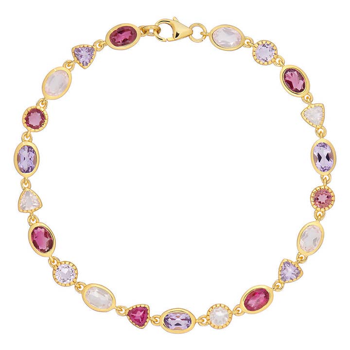 Zelda Rose Quartzo, Pulseira Turmalina & Ametista Rosa por atacado de POMEGRANATE