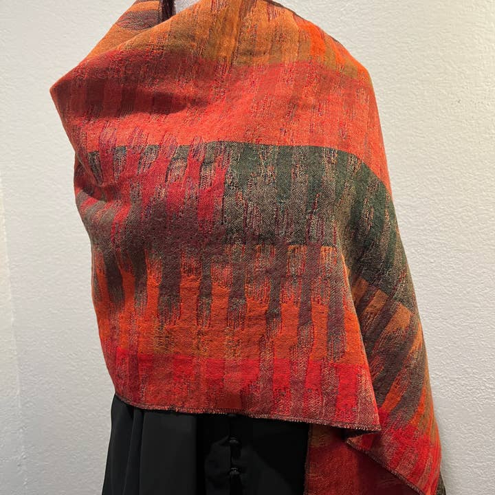 In Style Scarves - Vendita all'ingrosso Stola - Donna - Scialle/involucro reversibile in lana merino cotta in rosso marocchino4