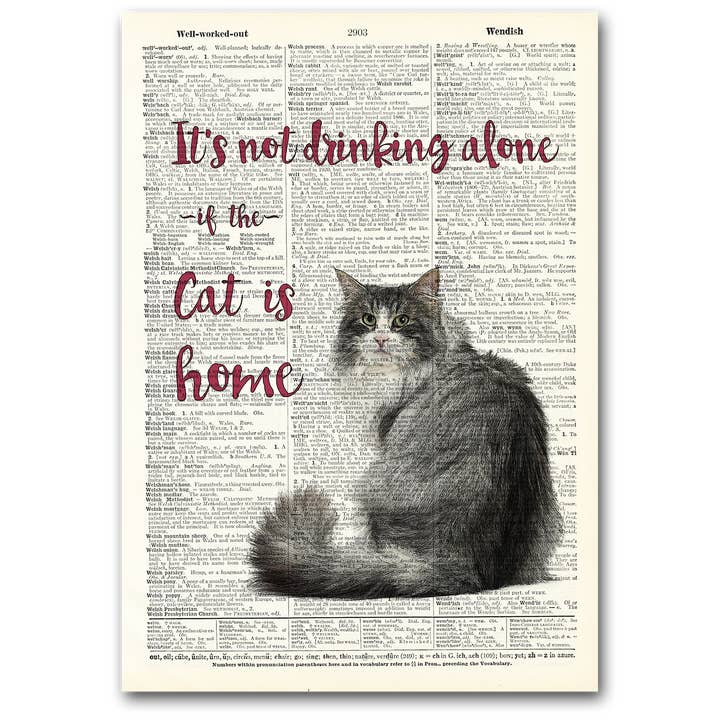 Arte | Pagina Dizionario | Vintage | Il suo gatto non beve da solo per la vendita all'ingrosso da parte di Vintage Dictionary Art