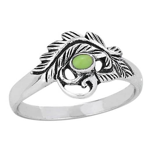 Framing Fronds Sterling Silver Gaspeite Ring for wholesale by Tiger Mountain Jewelry