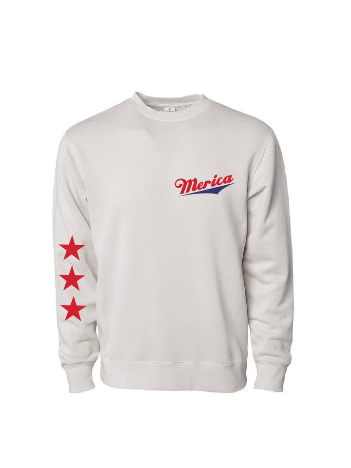 'Merica - Middelzwaar, pigmentgeverfd sweatshirt met ronde hals/patriottisch voor wholesale door Salt & Sand