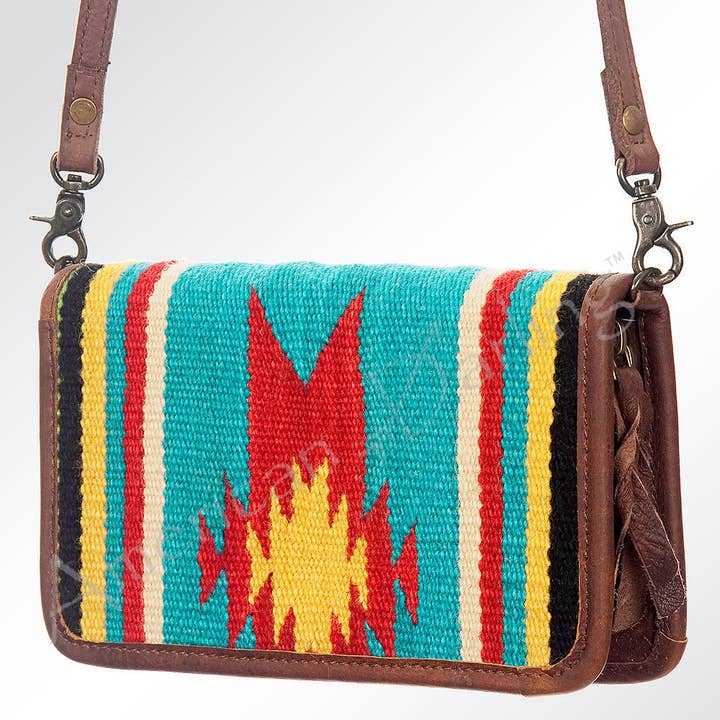 ADBG485 Southwestern Pattern Leather Crossbody Bag with Adjustable Strap for wholesale by LS Western