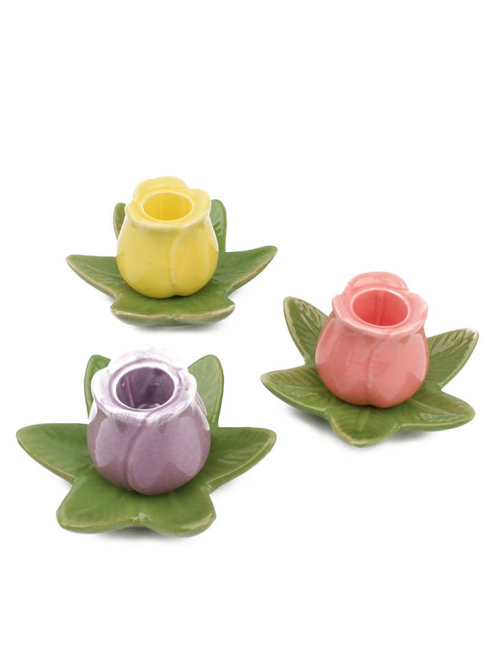 SMALL PORCELAIN TULIP CANDLESTICK HOLDERS PACK OF 6 for wholesale by My Doris