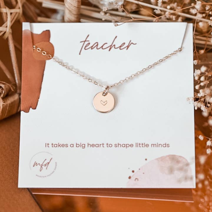 Teacher Necklace for wholesale by Mountain Feather Designs