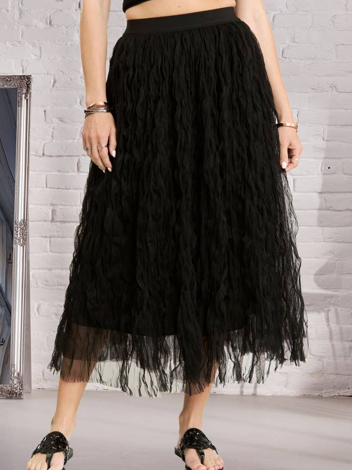 ADORA LA – wholesale Kjol - Dam – CES3645 - ELASTISK MIDJA MOLN FLUFFIG MAXI KJOL