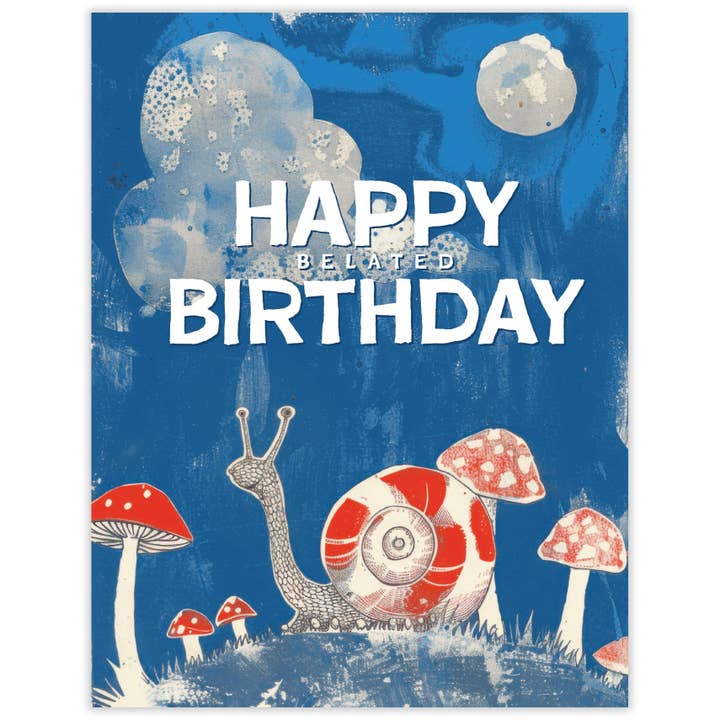 Snail Belated Birthday Card for wholesale by Scarecrow & Nut Tree