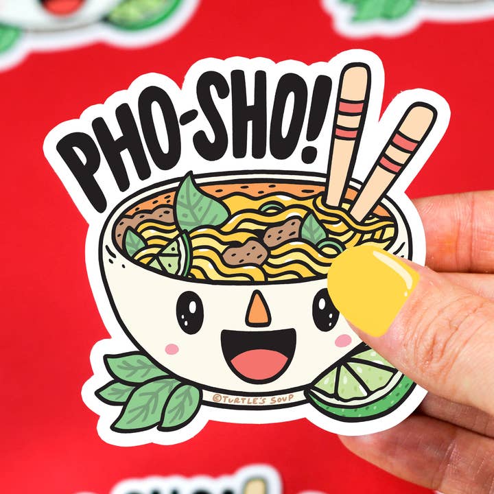 Turtle's Soup – wholesale Sticker – Pho Sho Food Noodles Pun Funny Water Bottle Vinyl Sticker