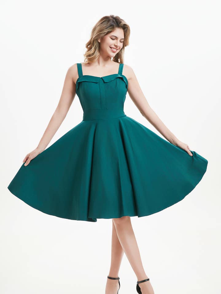 Teal 257142 | Kyla | Fit & Flare Dress With Pockets for wholesale on Faire1