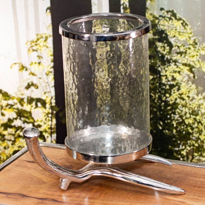 Aluminium Kerzenhalter, Groß, Elchgeweih, Glaskuppel für den Großhandel von Antikas