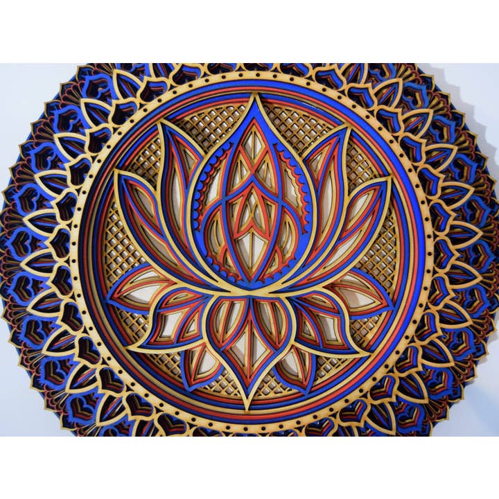Lotus Flower Mandala, Wooden Wall Hanging for wholesale by BHDecor