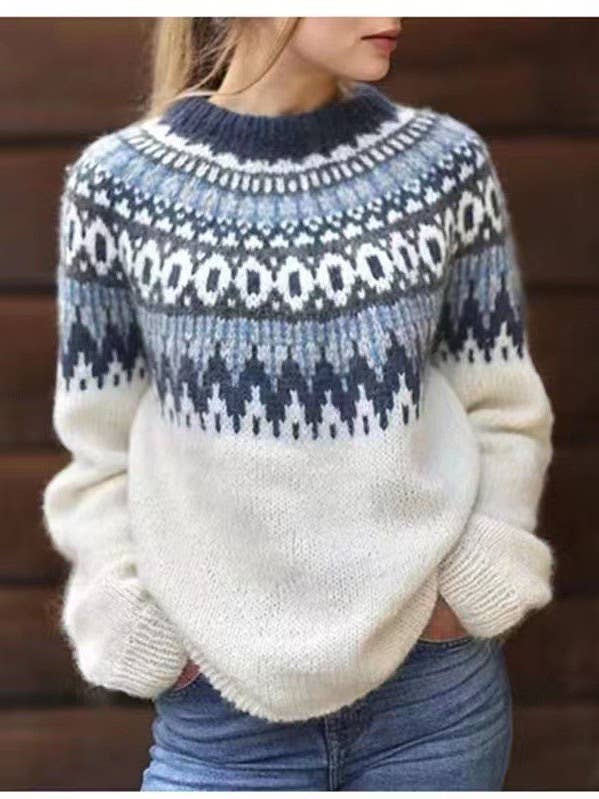 Colorblock Crewneck Loose Knit Sweater for wholesale by Hope & Sunshine