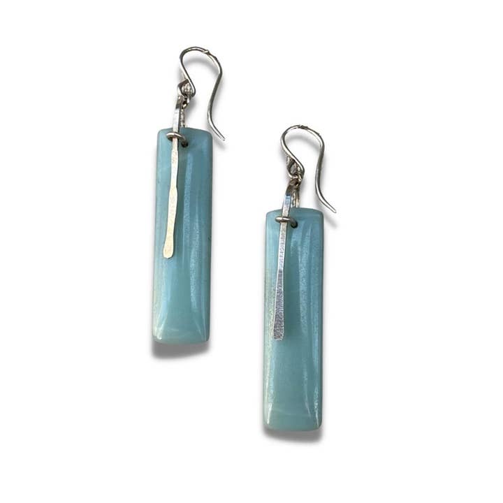 iNk Jewelry - Wholesale Dangle Earrings - Labradorite and Sterling Silver Long Rectangle Earrings "Slice" by iNk Jewelry7