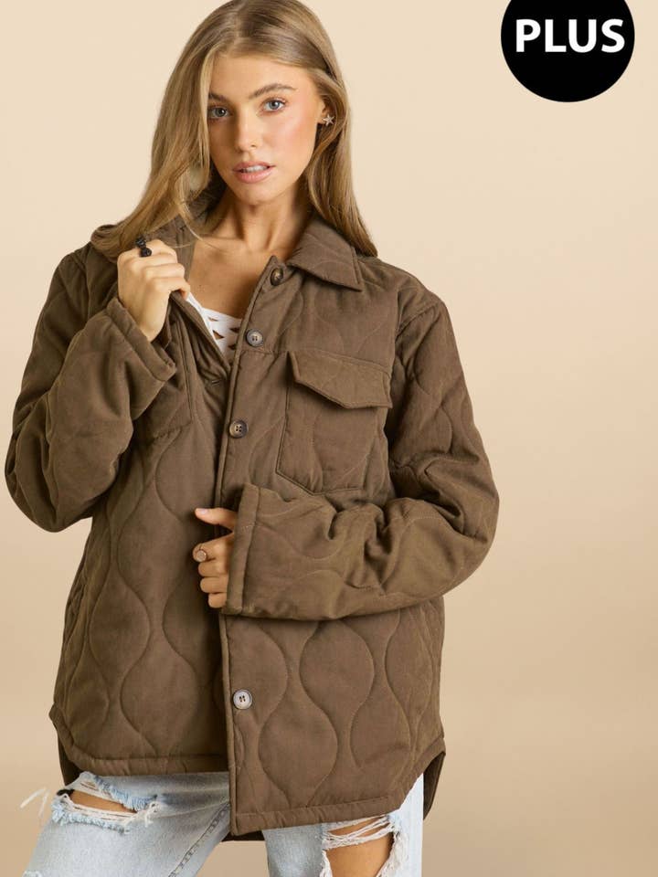 ADORA LA - Wholesale Jacket - Women's - CEJ2640X -PLUS SOLID QUILTED JACKET SIDE POCKET3