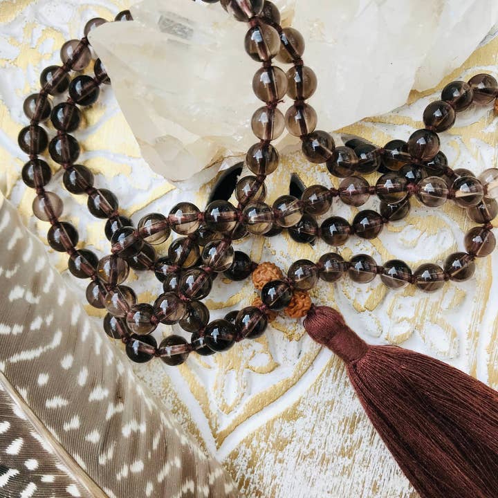 Smoky Quartz Japa Mala for wholesale by Waterlily