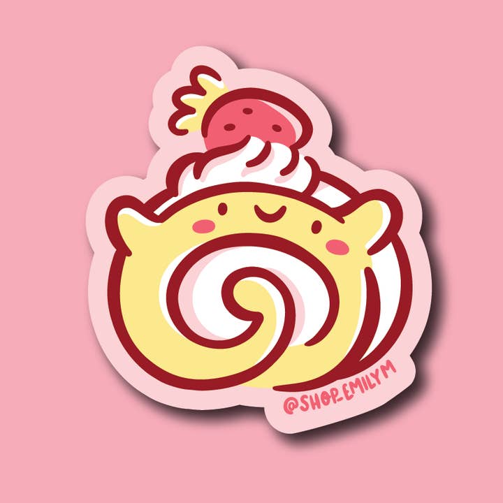 Autocollant en vinyle Strawberry Swiss Roll pour la vente par Shop Emily M