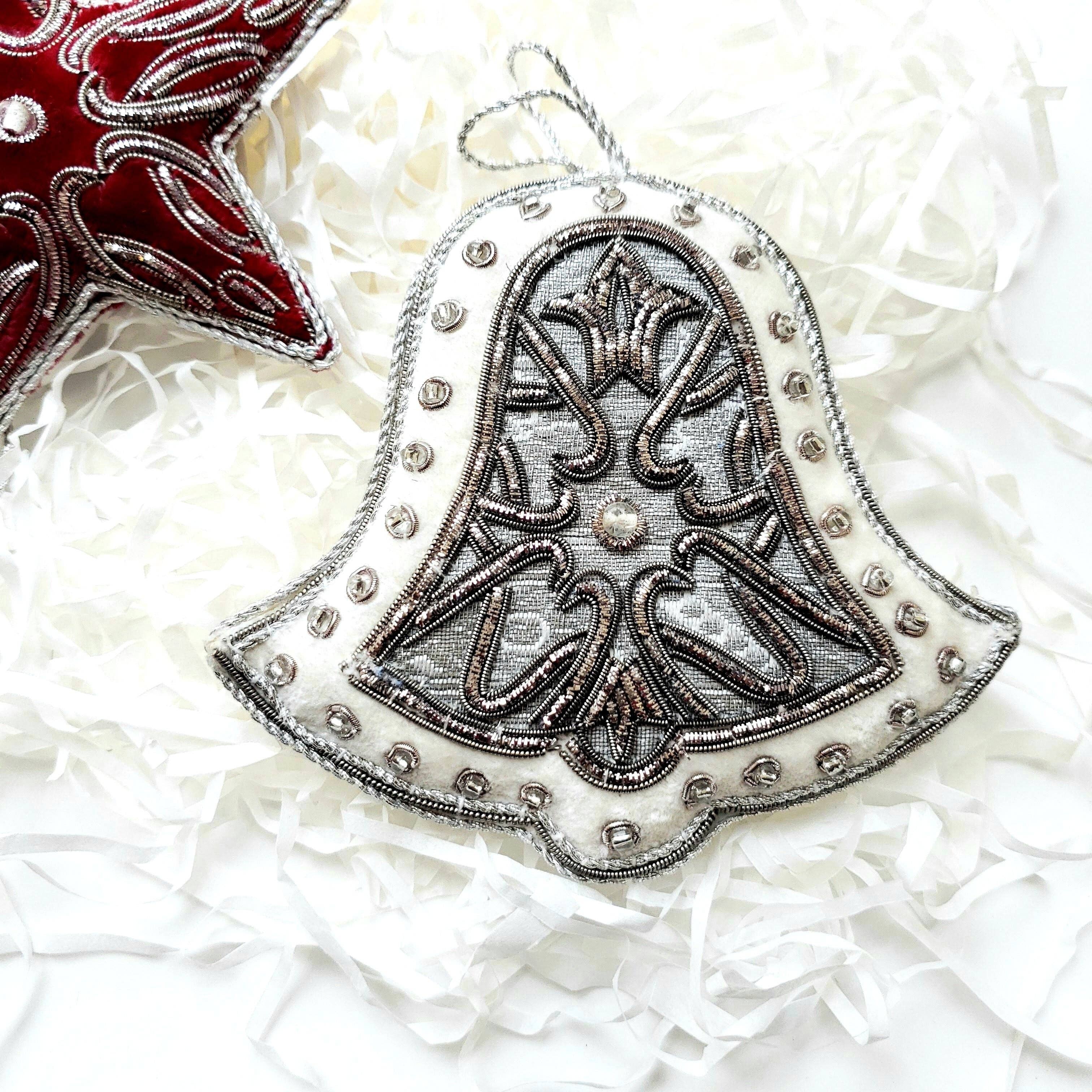 BoutiqueByMariam - Wholesale Ornament Set - Handmade Silver and Burgundy Holiday Ornaments Set of 51