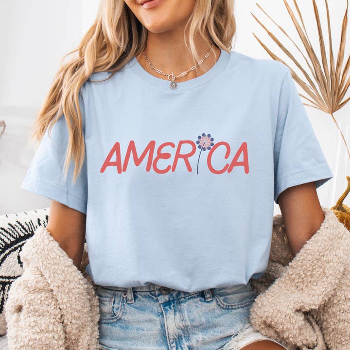 America 4th of July graphic t-shirt, USA Flag, Flower top for wholesale by ATTA TOOD LLC