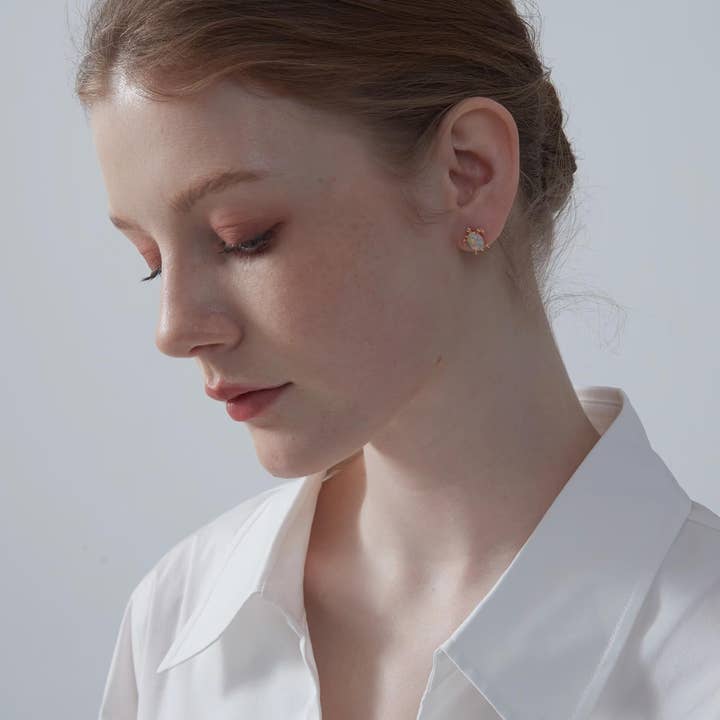 Perimade & Co. LLC - Wholesale Stud/Post Earrings - Opal Sea Turtle Beach Stud Earrings in 925 Sterling Silver3