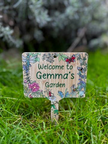 Cartel personalizado de bambú de bienvenida a mi jardín de Gemma para venta al por mayor de Gifted Wholesale Ltd