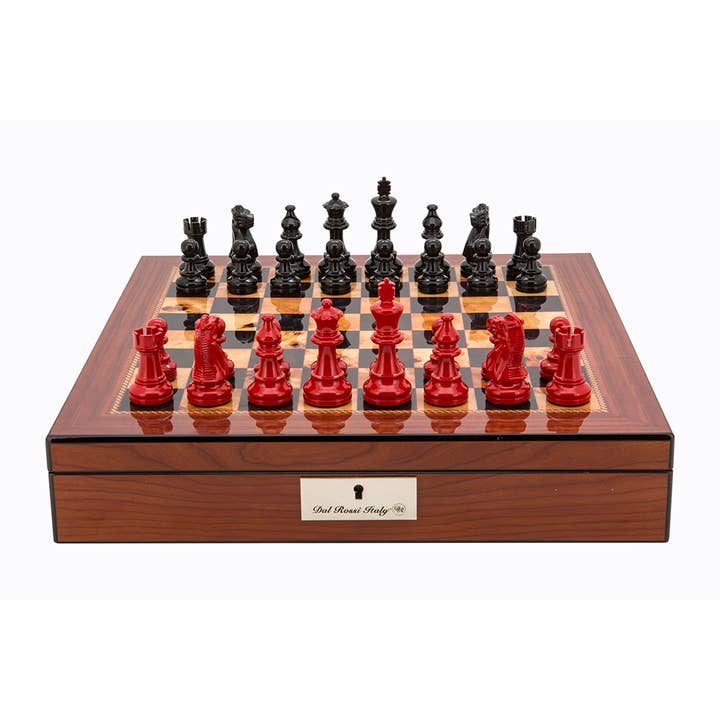 Walnut Finish Chess Box with Lock, French Lardy Chessmen for wholesale by Dal Rossi Italy