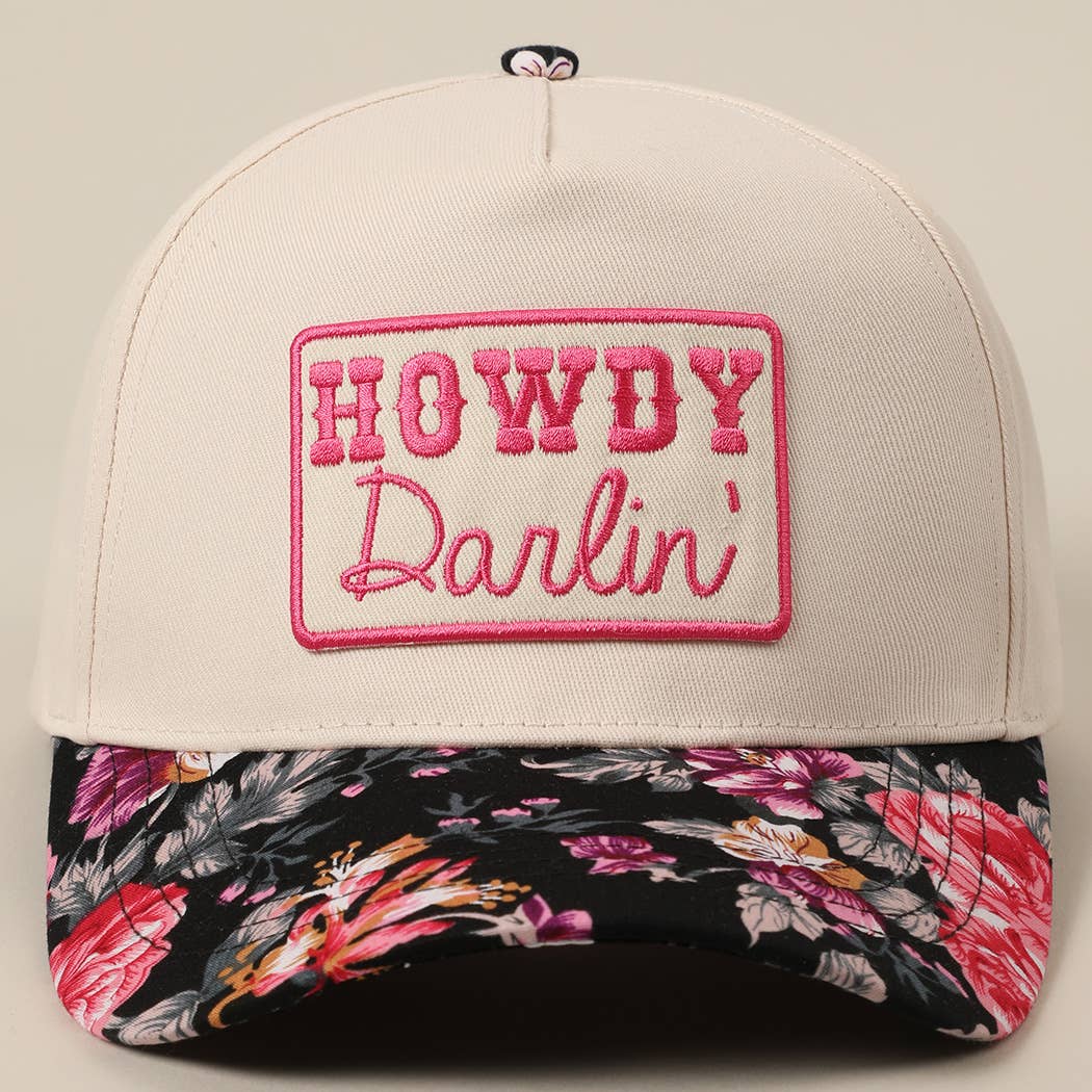 Fashion City - Wholesale Trucker Hat - Women's - HOWDY Darlin' Embroidery Patch Floral Two-Tone Hat0