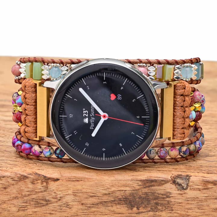 Free Spirit Shop - Wholesale Watch Band/Strap - Women's - Purple Jasper & Rhodonite Beaded Samsung / Garmin Watch Band